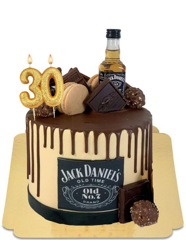 HappyTarta.se Jack Daniels droppeffektkaka med makroner (miniflaska Jack Daniels ingår inte) vegan, glutenfri - 87