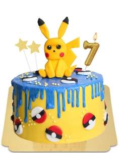 Pokemon tårta vegan blå dropp effekt, glutenfri - 4