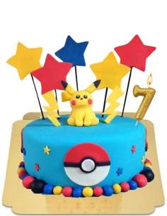 Glutenfri blå pokeball pokemon pikachu tårta - 7