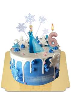  Vit snödrottning droppkaka med miniblå makroner och Elsa -statyett vegan, glutenfri - 185