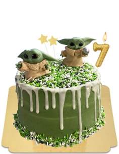 Grön baby yoda dropptårta med veganska maränger, glutenfri - 11