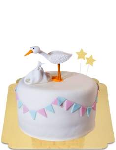 Vegan Baby Gender Reveal Stork Cake, glutenfri - 9