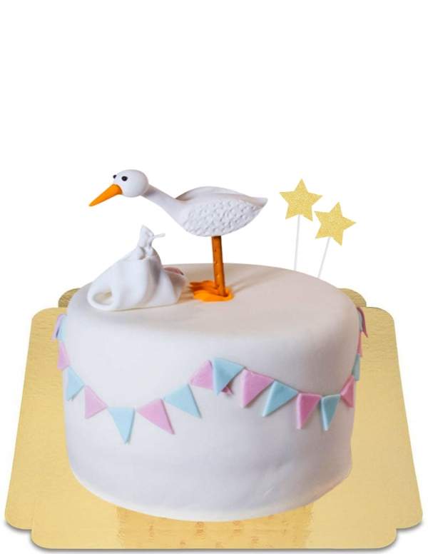  Vegan Baby Gender Reveal Stork Cake, glutenfri - 9